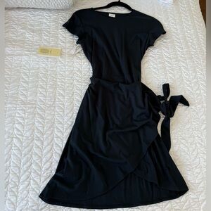 Wilfred Black Wrap Sleep Dress with Tie Waist